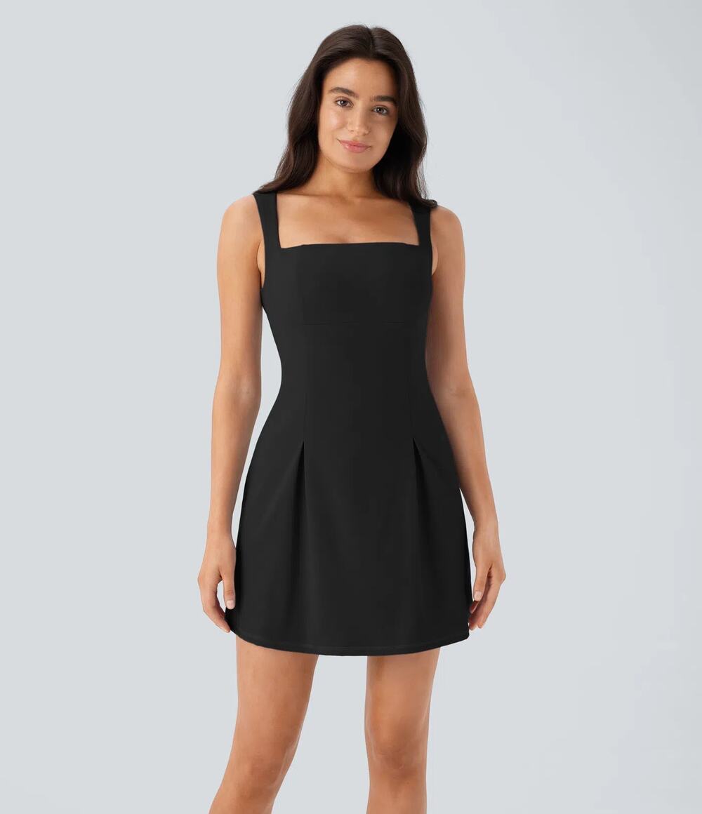 Halara Softlyzero Quick Dry Square Side Pocket Mini Tennis Active Black Dress L